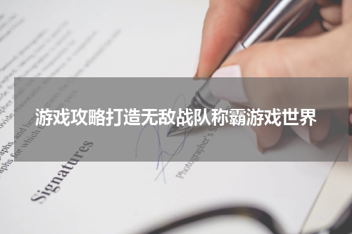 游戏攻略打造无敌战队称霸游戏世界