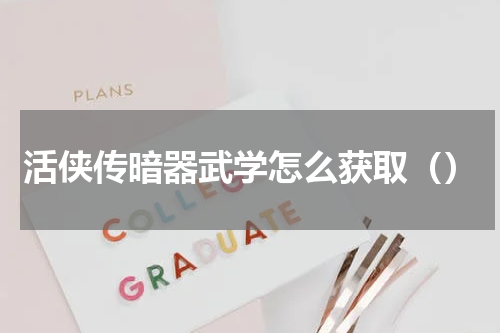 活侠传暗器武学怎么获取（）