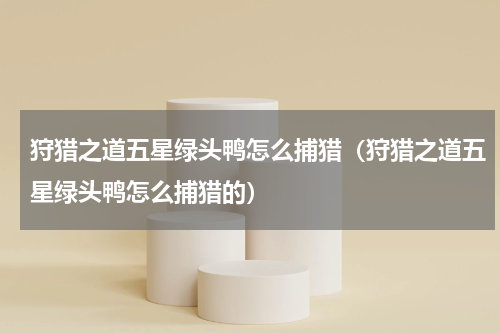 狩猎之道五星绿头鸭怎么捕猎（狩猎之道五星绿头鸭怎么捕猎的）