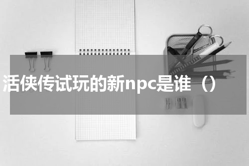 活侠传试玩的新npc是谁（）