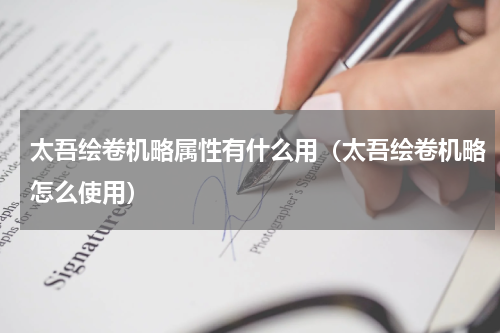 太吾绘卷机略属性有什么用（太吾绘卷机略怎么使用）